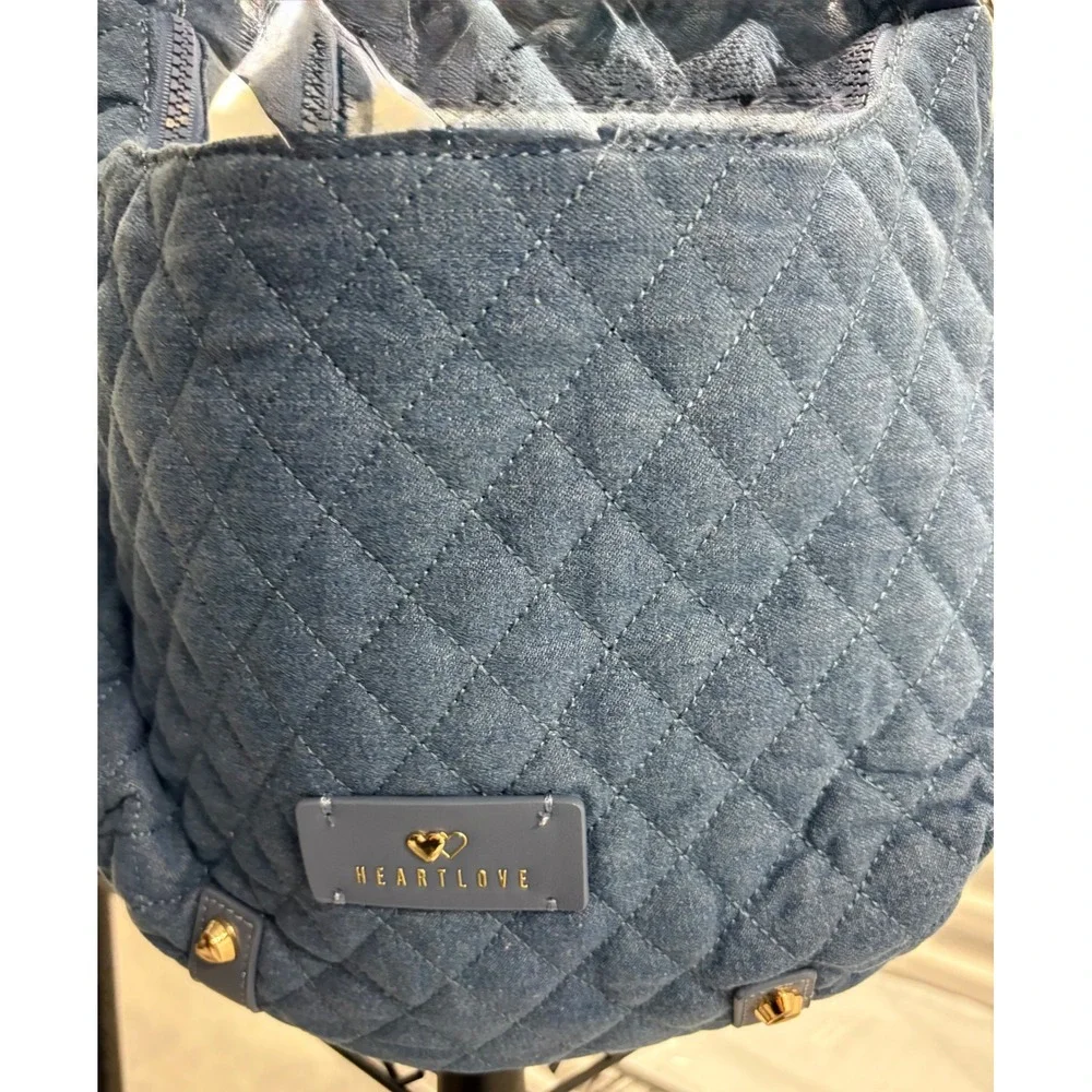 HeartLove by Charo‎ Quilted Denim Backpack Blue Upcycled Eco Friendly New